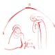 Bildet illustrer julen ved å vise Josef og Maria sammen med Jesusbarnet