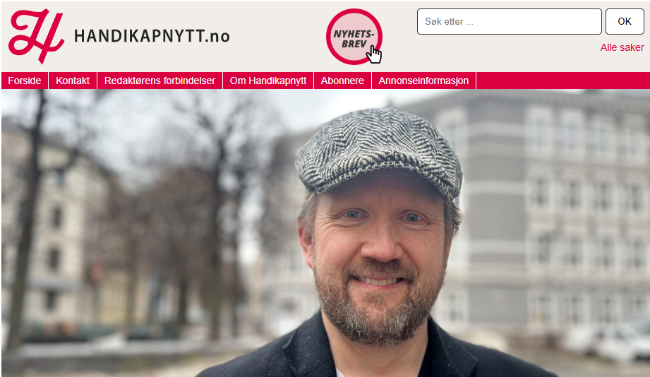 Utklipp av forsiden på nettsiden til Handikapnytt